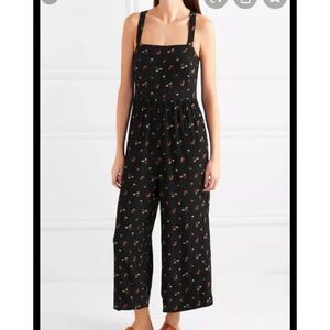 Madewell Floral Wide Leg Jumpsuit Black Sleeveless Romper Size 8